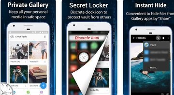 With secret time password clock vault will hide your all data 