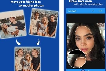 Cupace is a app where you can crop any face from photo and then you will be able to add cropped photo in another photo 