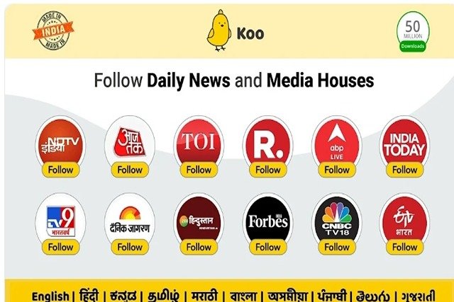 Koo is the app where you can follow media house to get news updates