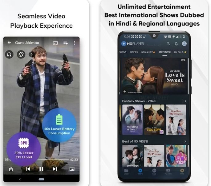 MX player is Top Free movie streaming apps in India