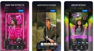 Neon art photo editor gives you neon effects and so many background designs 