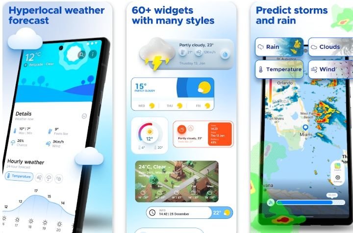 Overdrop is very interesting app where you can get 24 hours weather forecast