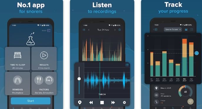 SnoreLab gives you the feature of also measuring the intensity of snoring 