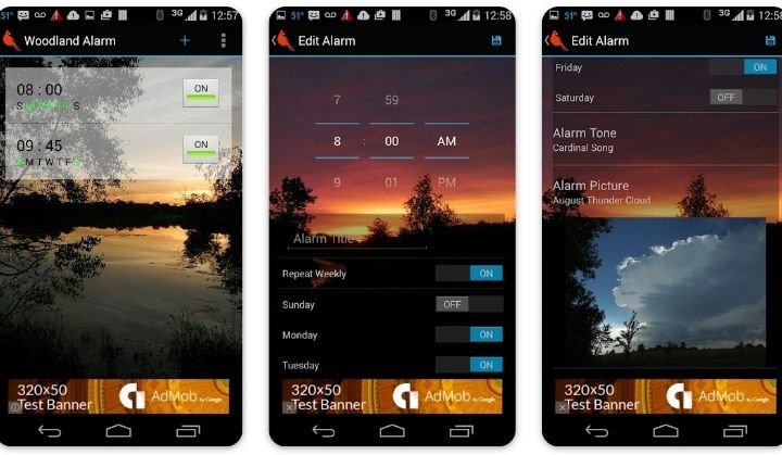 According to your taste you can set your alarm on woodland is the best alarm clock apps