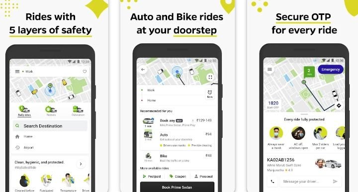 Ola is Best app for tour packages through which you can book taxi and bikes 